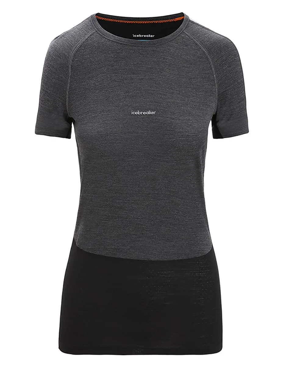 Icebreaker Women's 125 Zoneknit™ Short Sleeve Crewe Jet Heather/Black/Metro Heather/Cb