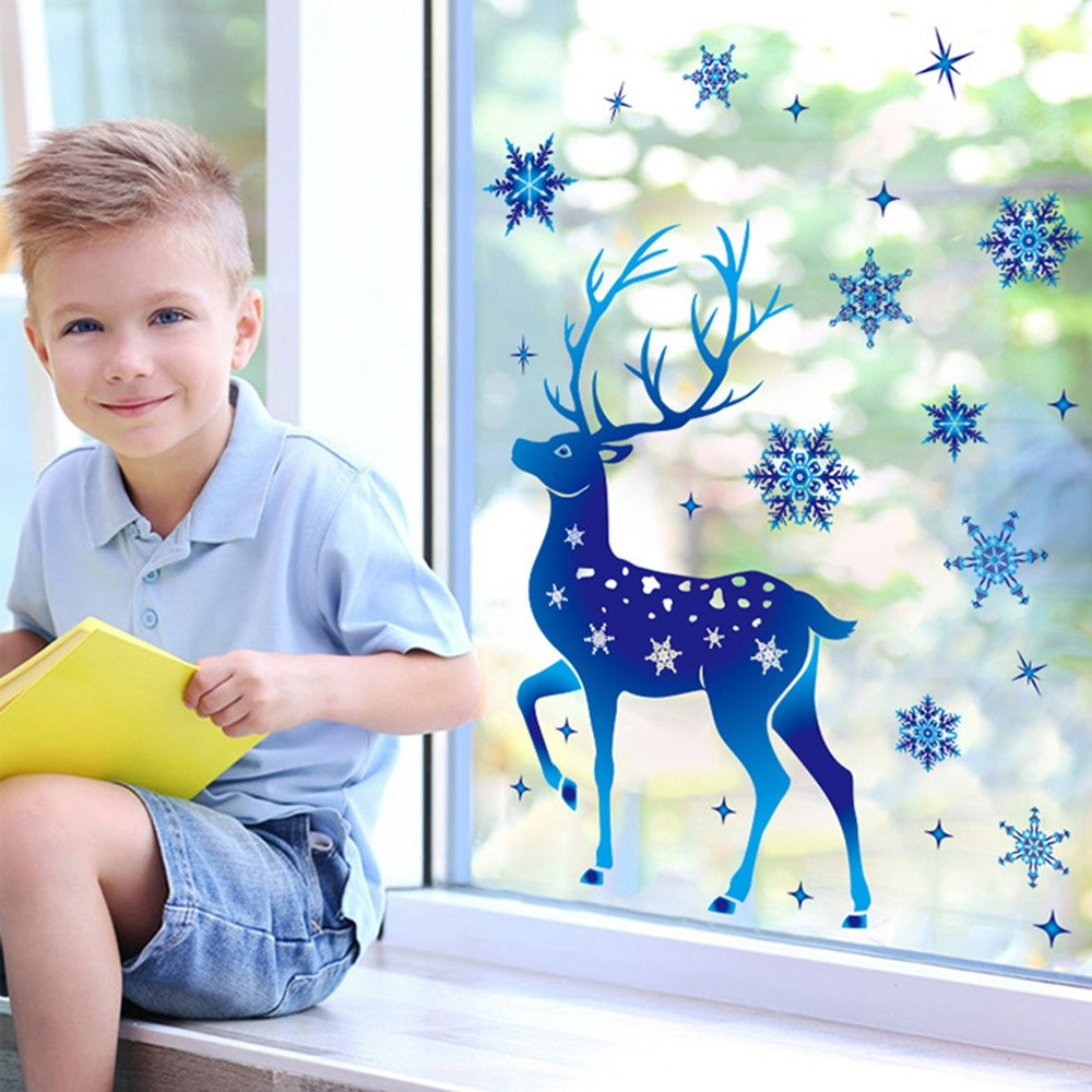 (30x20cm) Fenster Aufkleber Fenstersticker Folie Weihnachtsdekoration - Rentiere