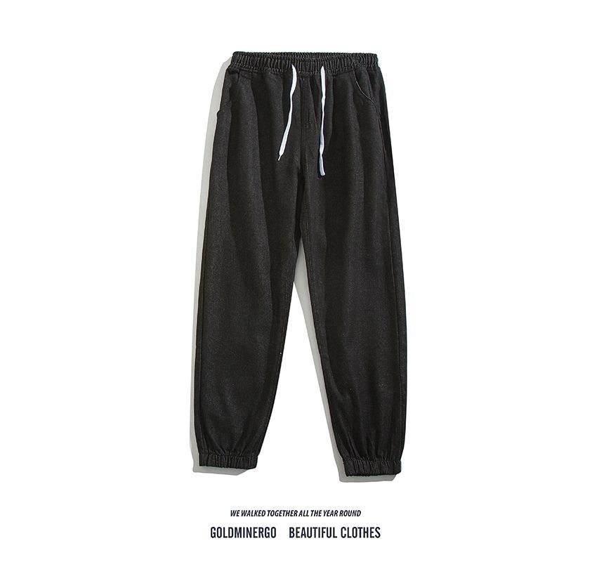 Yelmenor - Denim cropped joggingbroek met trekkoordtaille