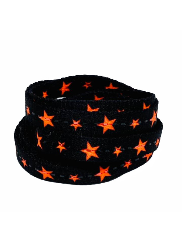 Lacets Noirs Etoiles Oranges - 115 cm