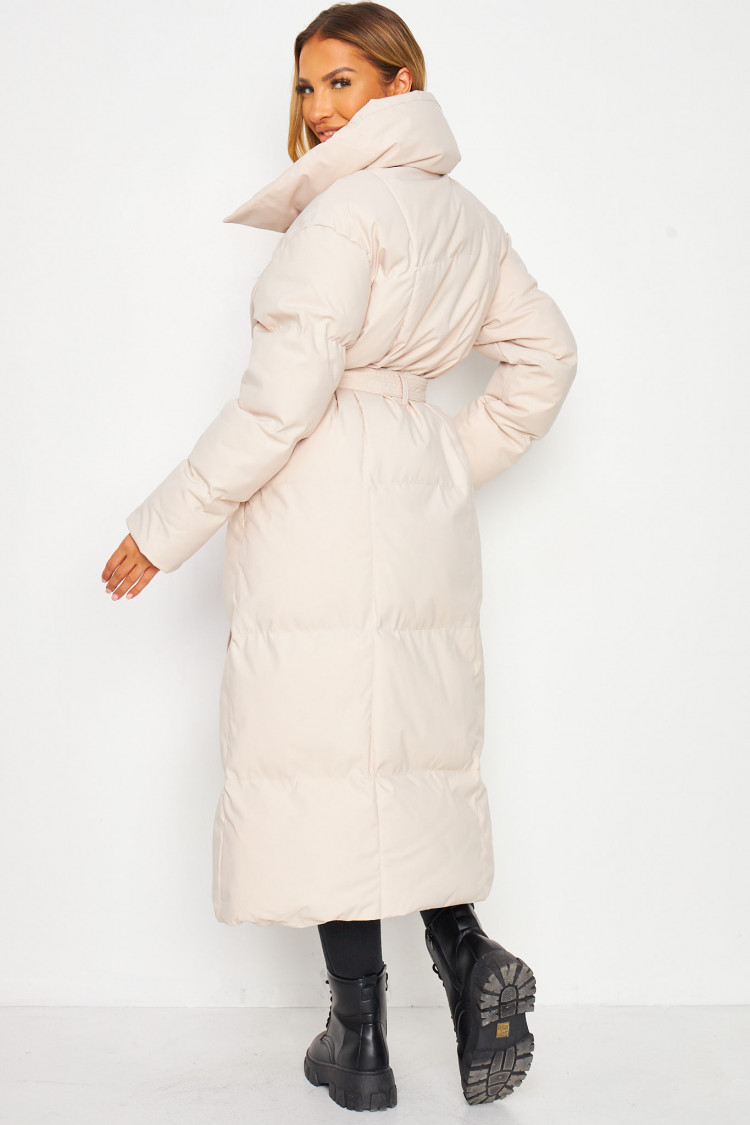 Doudoune matelassée beige manches longues