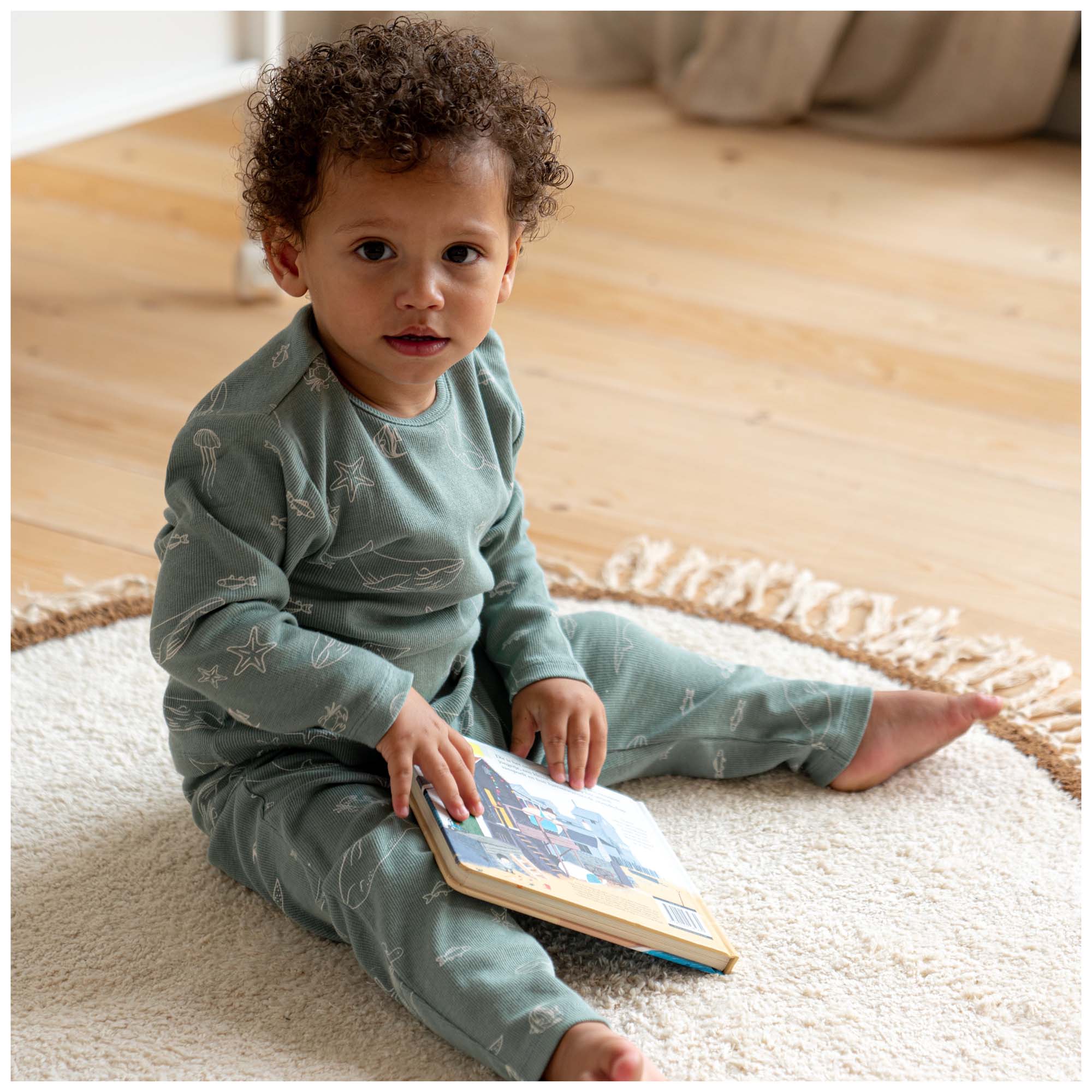 Prénatal peuter pyjama onderwater rib groen