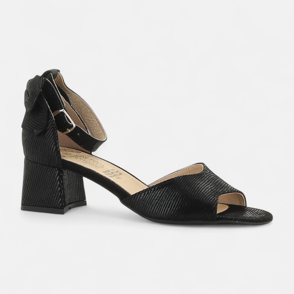 Nu-pieds à talon Femme en cuir noir
