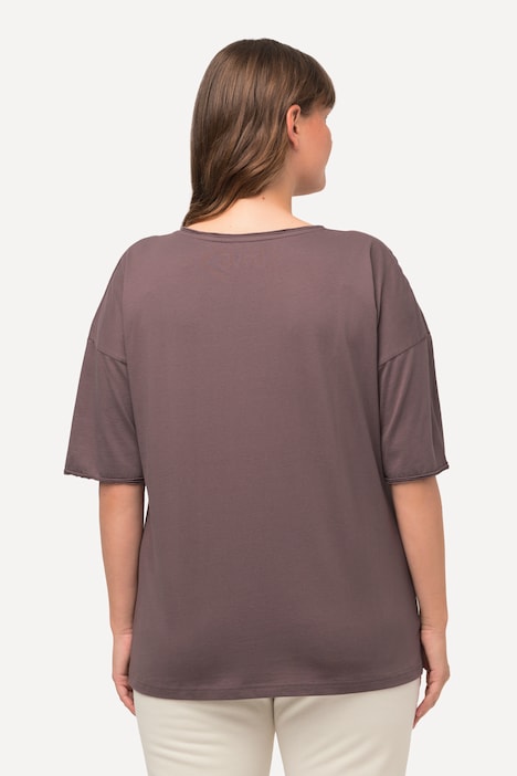 Loungewear-Shirt, Rollkante, Oversized, Rundhals, Halbarm
