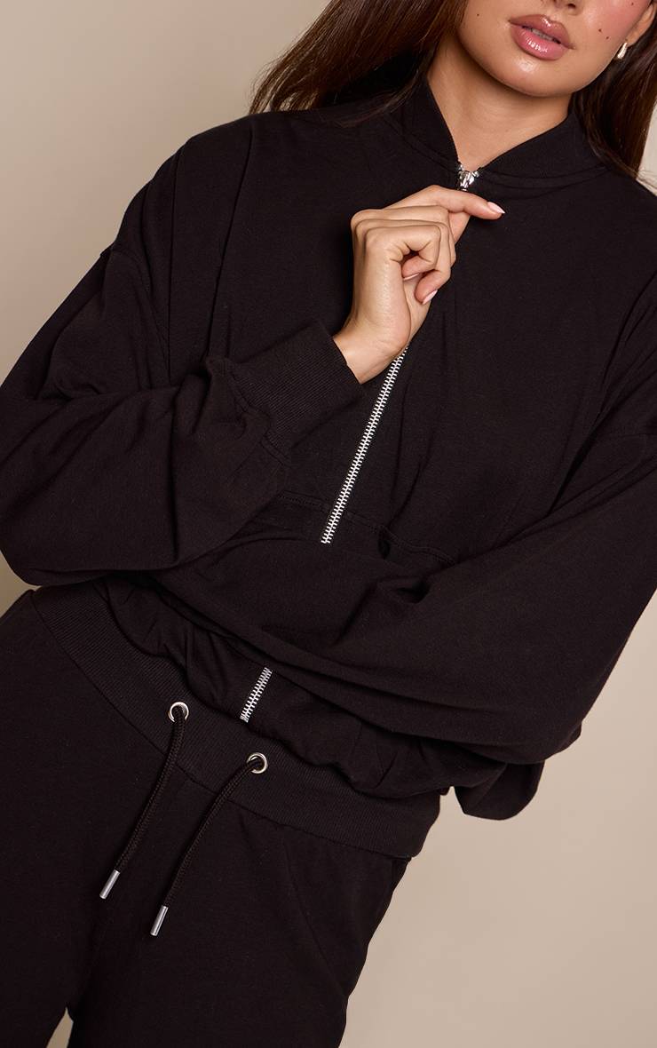 Noir Ensemble Coordonné Bomber Décontracté Zippé