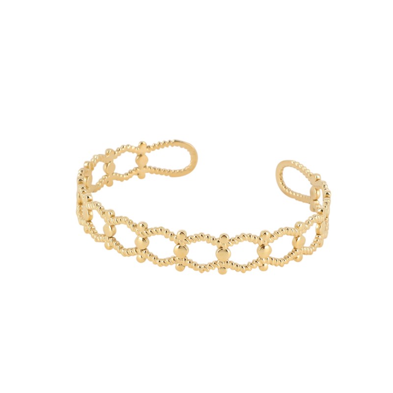 Bracelet jonc ajustable en acier doré