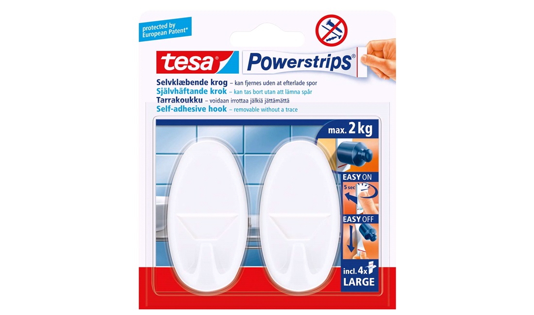 TESA, Knage, hvid, large, Oval, Powerstrips