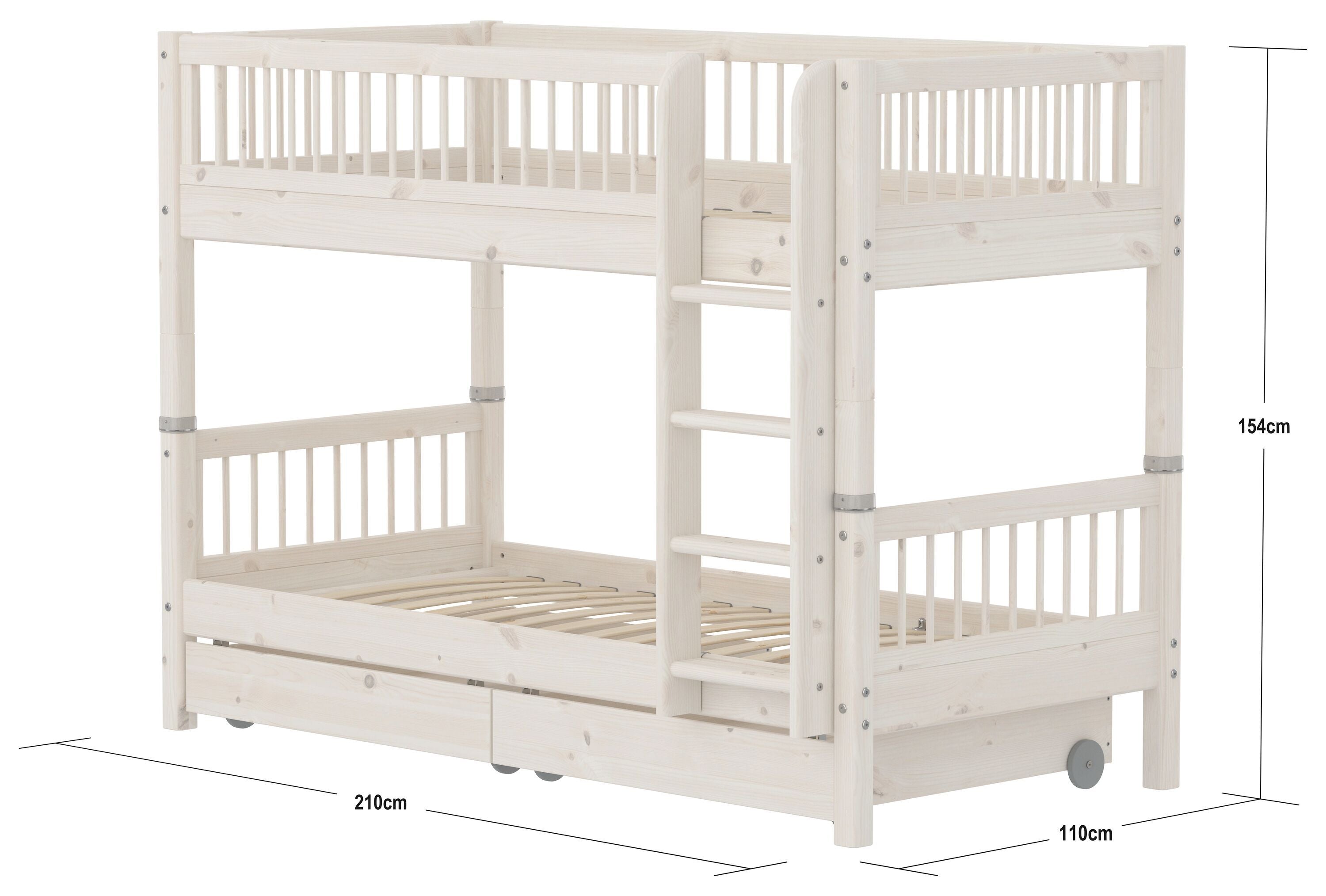 Flexa CLASSIC Leiter gerade Etagenbett - White Wash / B: 110.0 cm x T: 210.0 cm x H: 154.0 cm
