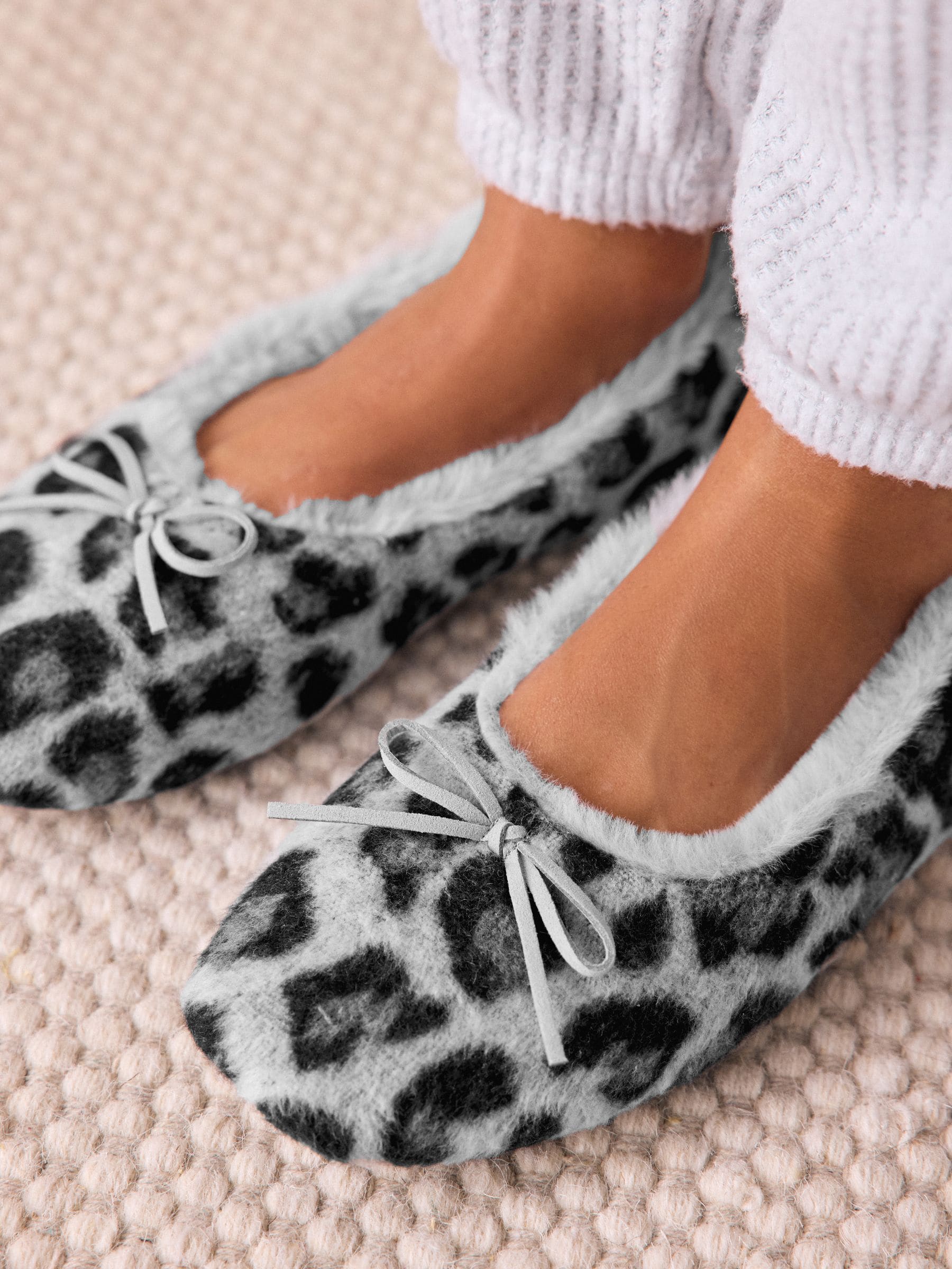 Grijs met dierenprint - Ballerina Flat Slippers