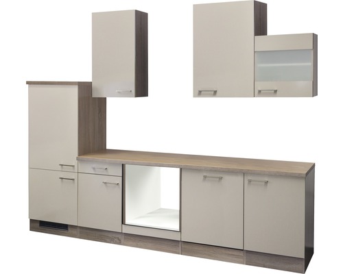 Flex Well keukenblok zonder apparatuur Nepal 280 cm kasjmier glanzend gedemonteerde variant omkeerbaar 00009221