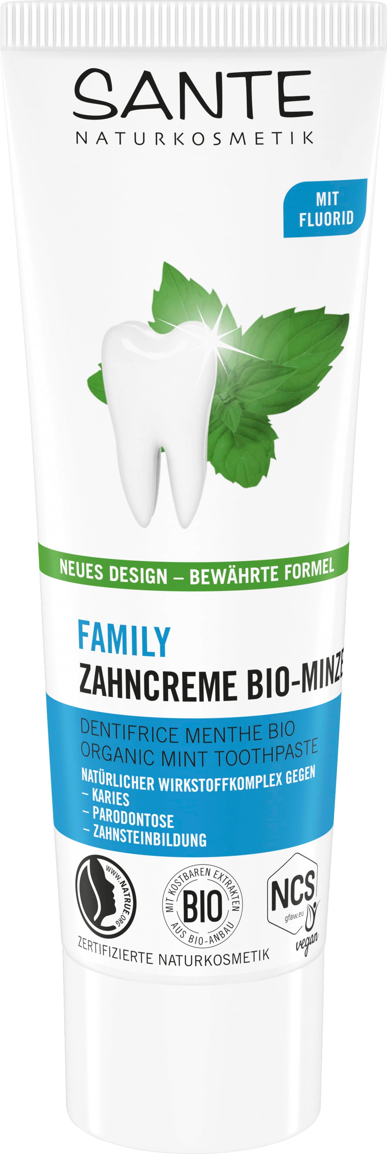 Santé naturally.  Family Zahncreme Bio-Minze, 75 ml