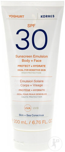 Korres Yoghurt Spray-Émulsion Solaire IP30 Corps Et Visage 200ml