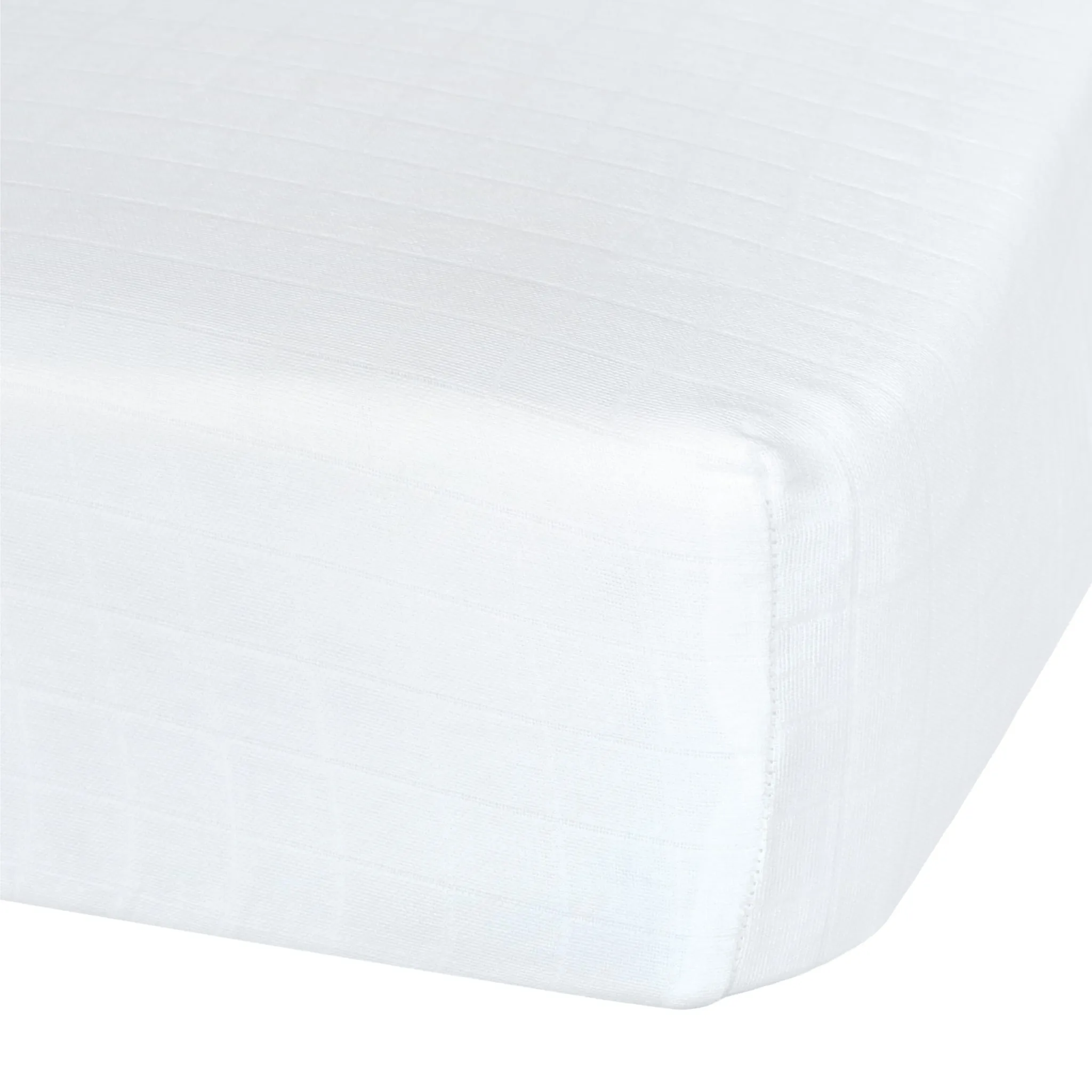 Perlimpinpin Drap Contour pour Lit de Bébé - Mousseline Blanc