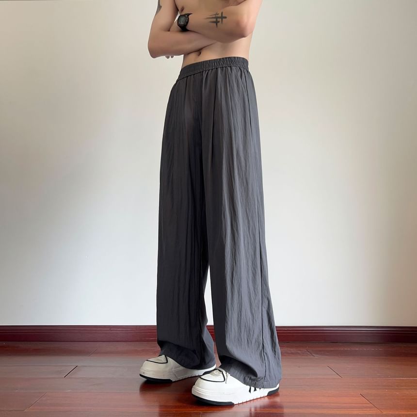 Deepwood - Mid Rise Plain Wide Leg Broek
