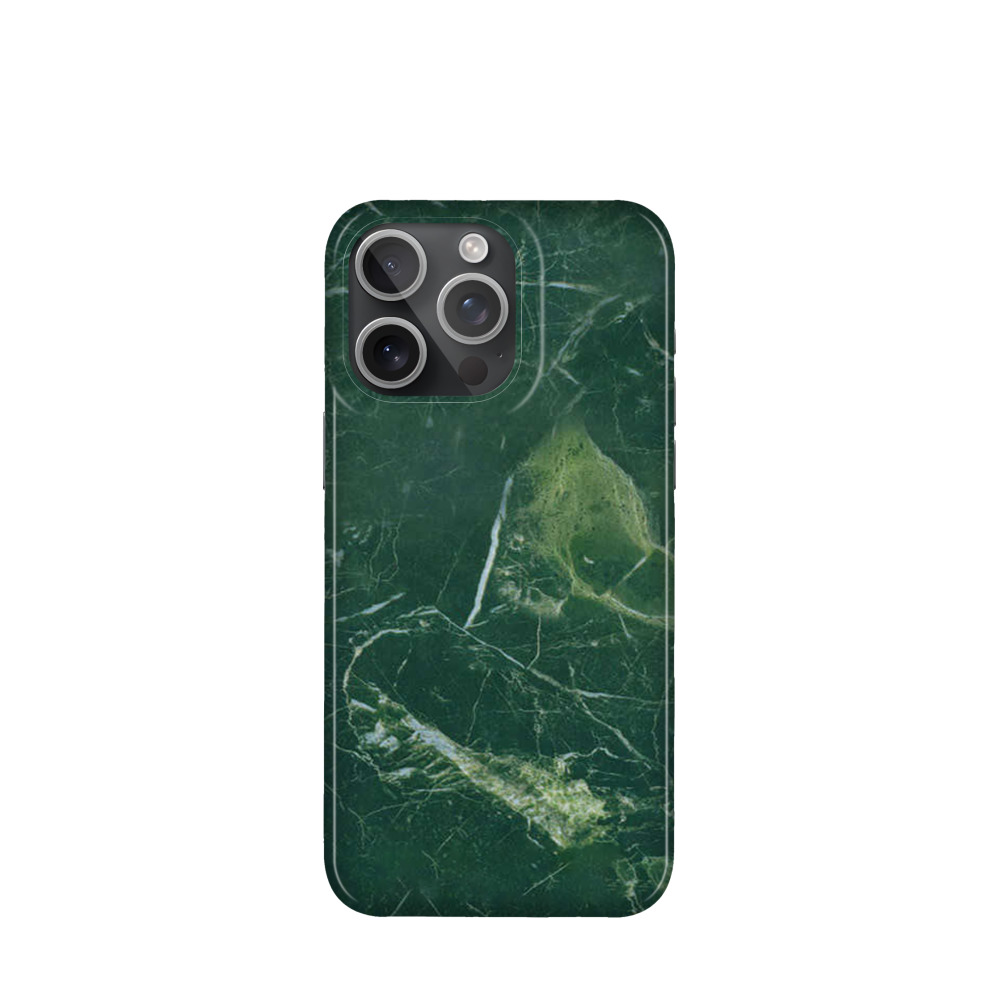 iPhone 15 Pro Max Kunststoff Hülle Serpentin Marmor - Grün