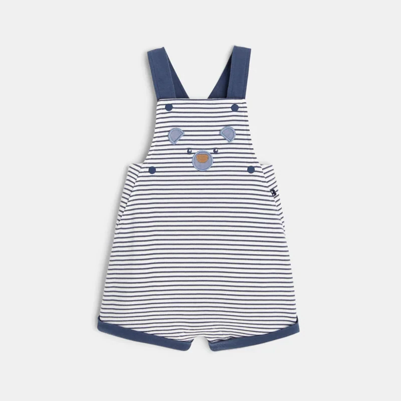 Salopette rayée courte et body bleu bébé garçon Bleu