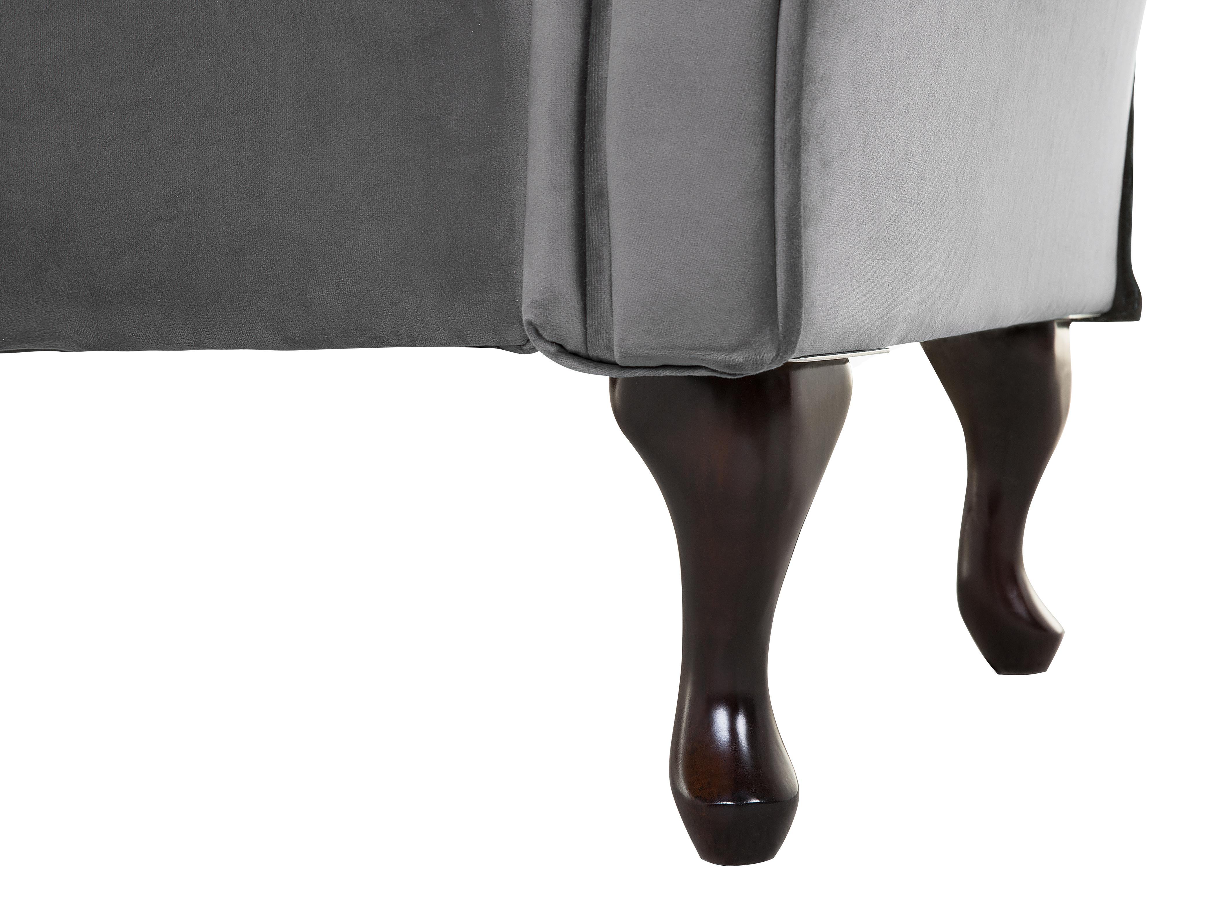 Rechtszijdige chaise longue LATTES Fluweel Grijs