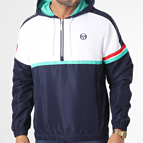 Veste Capuche Col Zippé Jura 39970 Blanc Bleu Marine