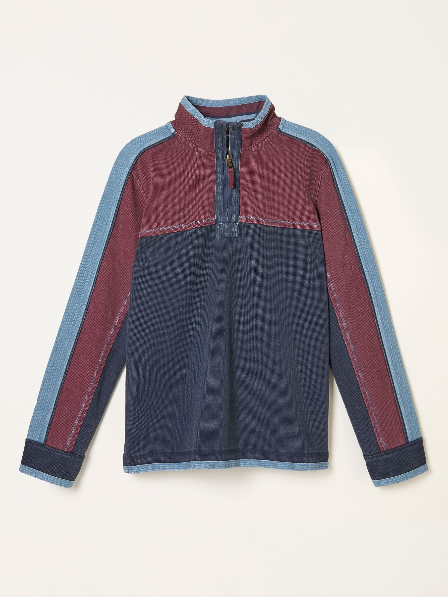 Marineblauw - FatFace - Sweater met panelen