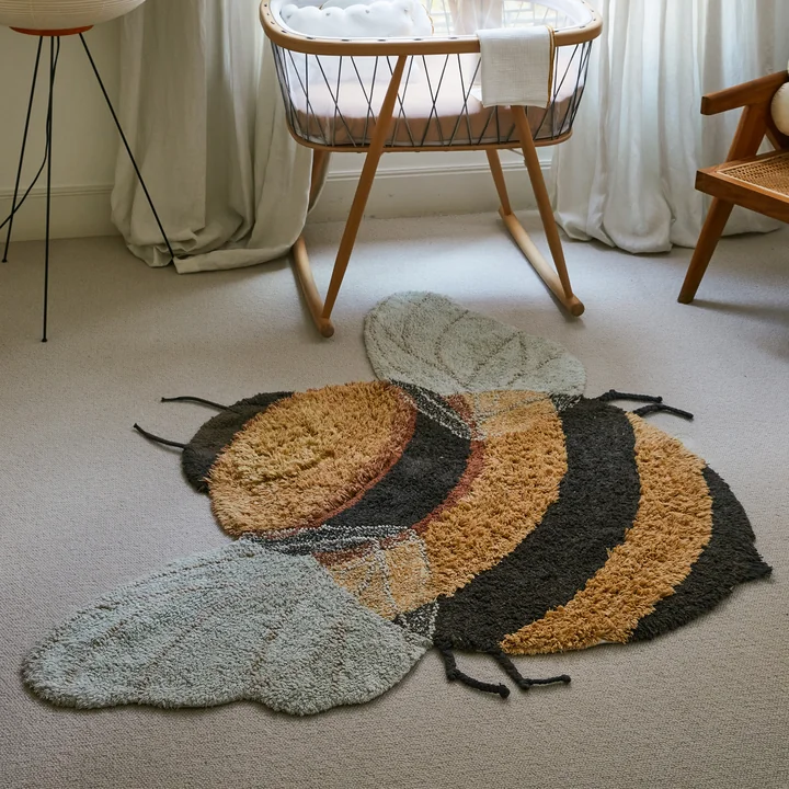 Lorena Canals - Bee waschbarer Teppich, 115 x 150 cm, dark honey / dunkelgrau / chestnut