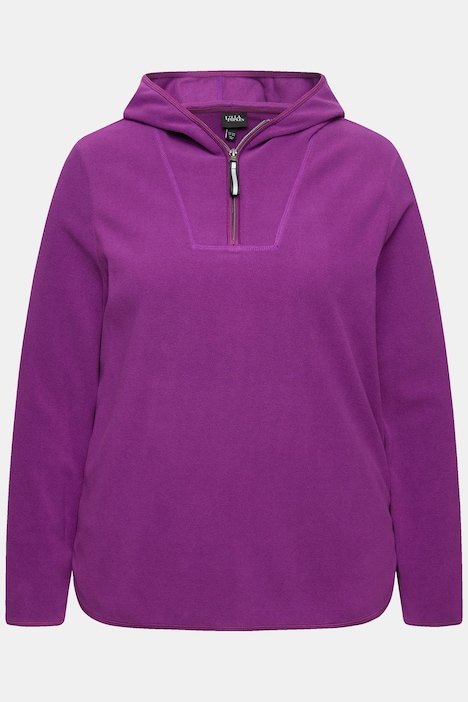 Fleece-Troyer, kurz, Oversized, Kapuze, Langarm, recycelt