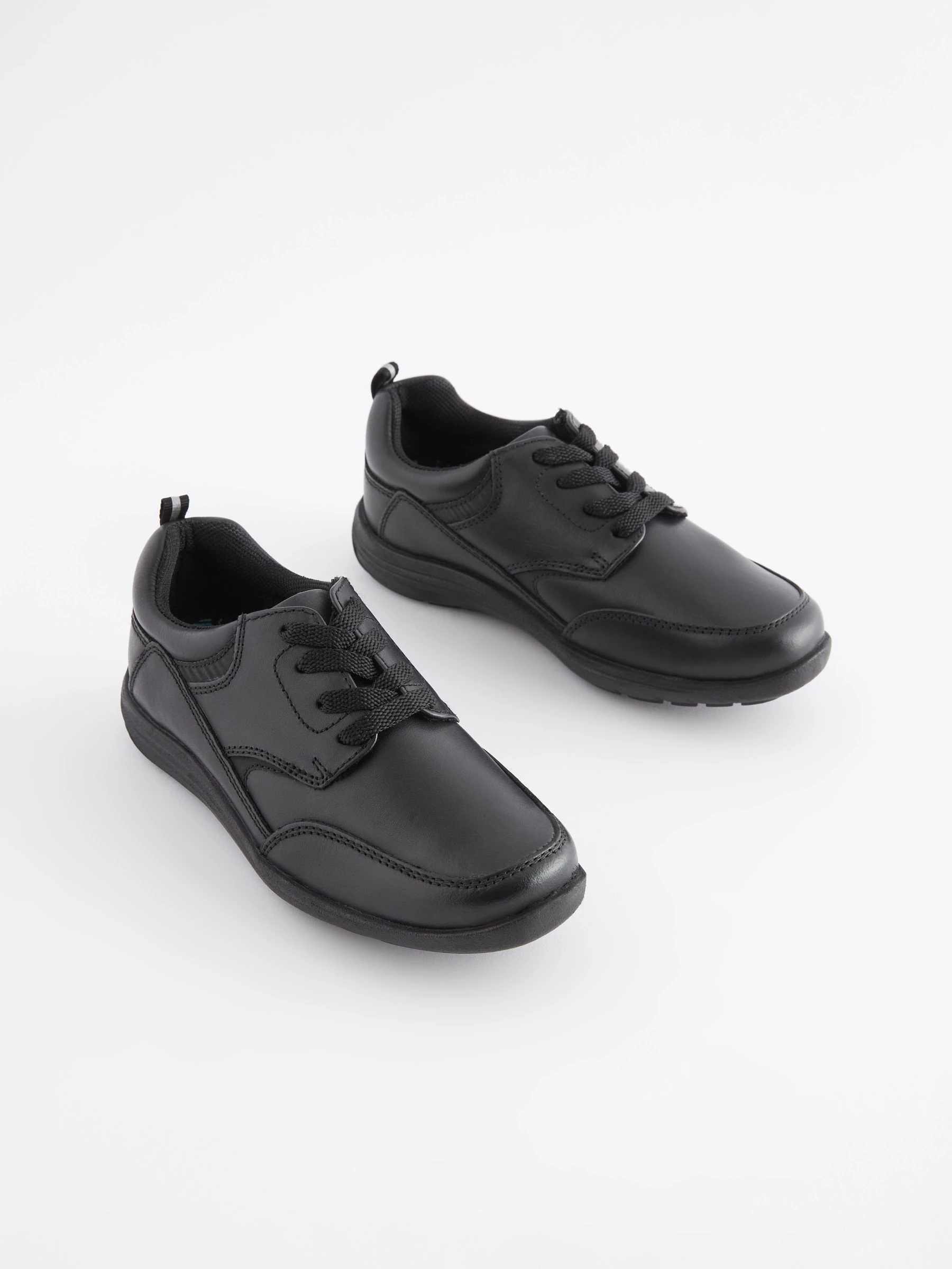 Zwart - School - Leren veterschoenen