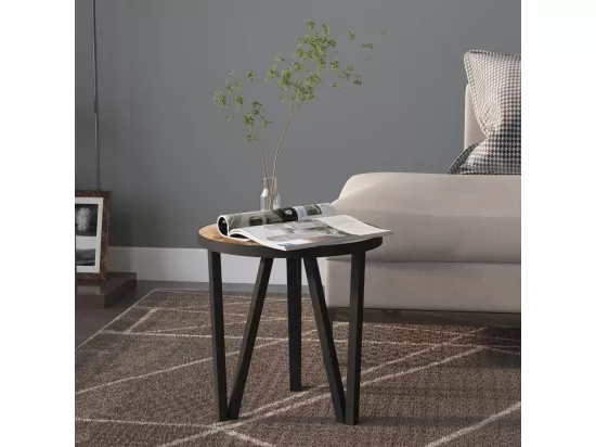 Table à thé Noir et jaune Ø35 cm MDF