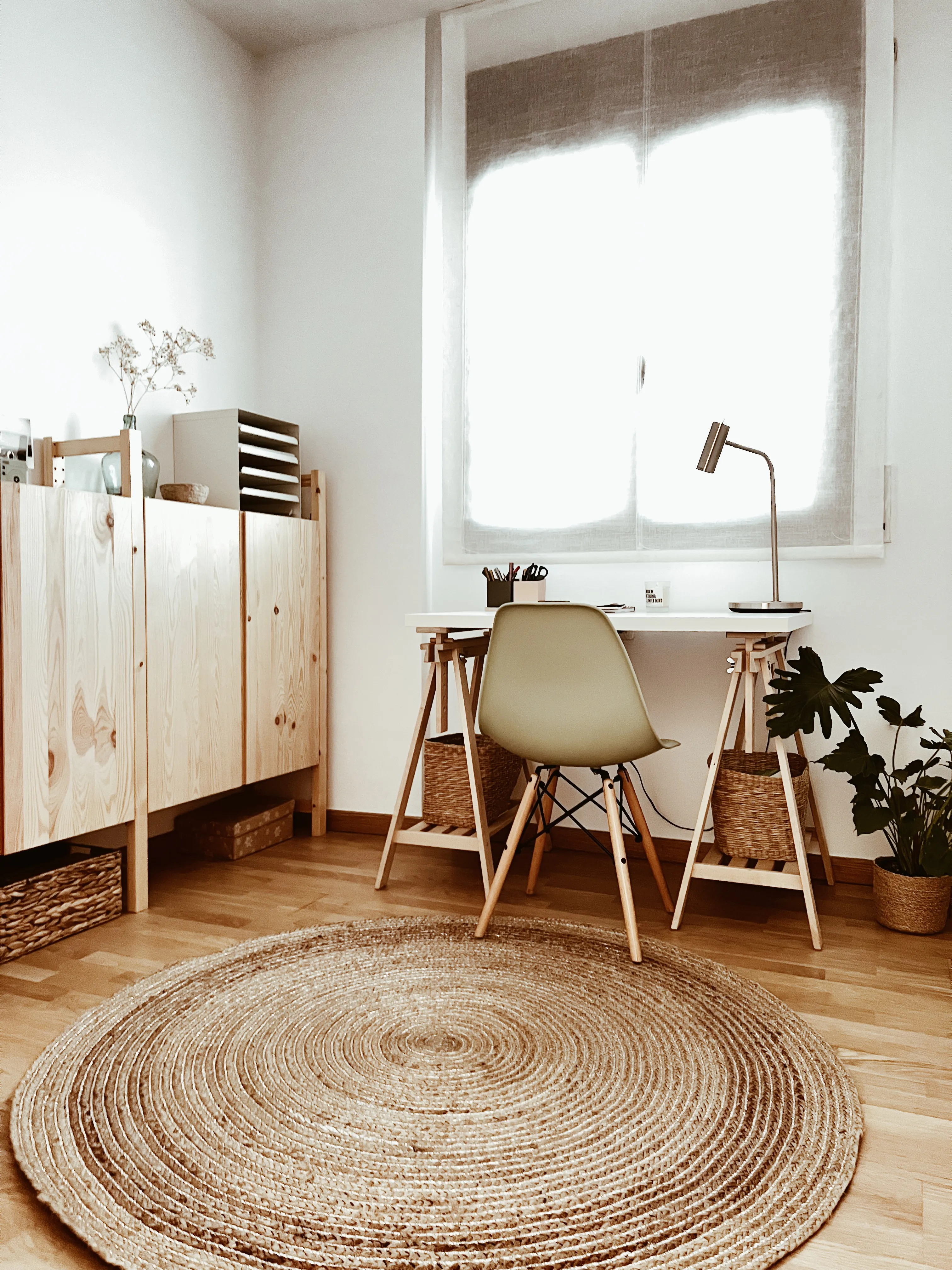 Vloerkleed AKBELEN Beige ø 140 cm Jute