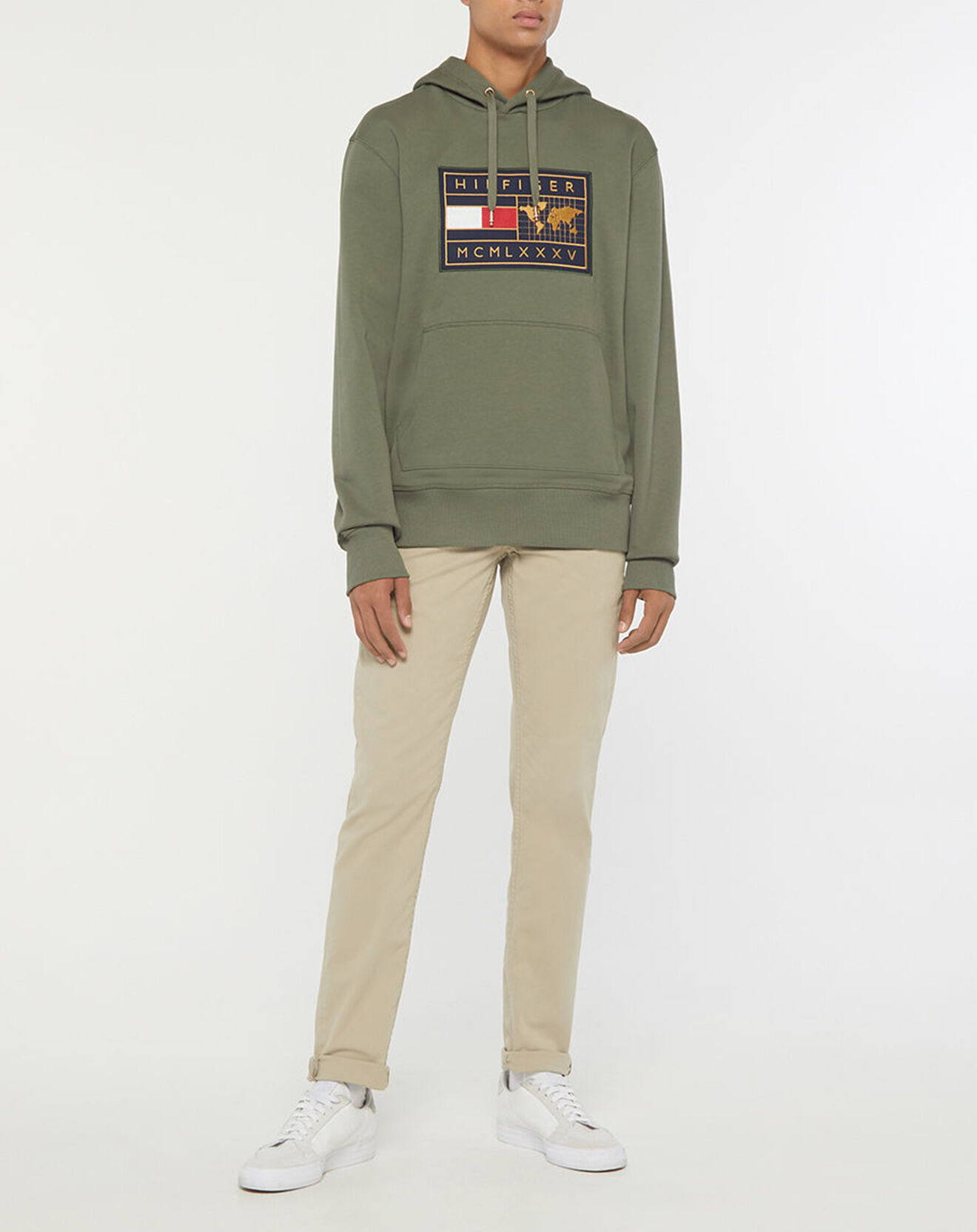 Tommy Hilfiger Sweat 100% Coton Bio Icon Badge kaki