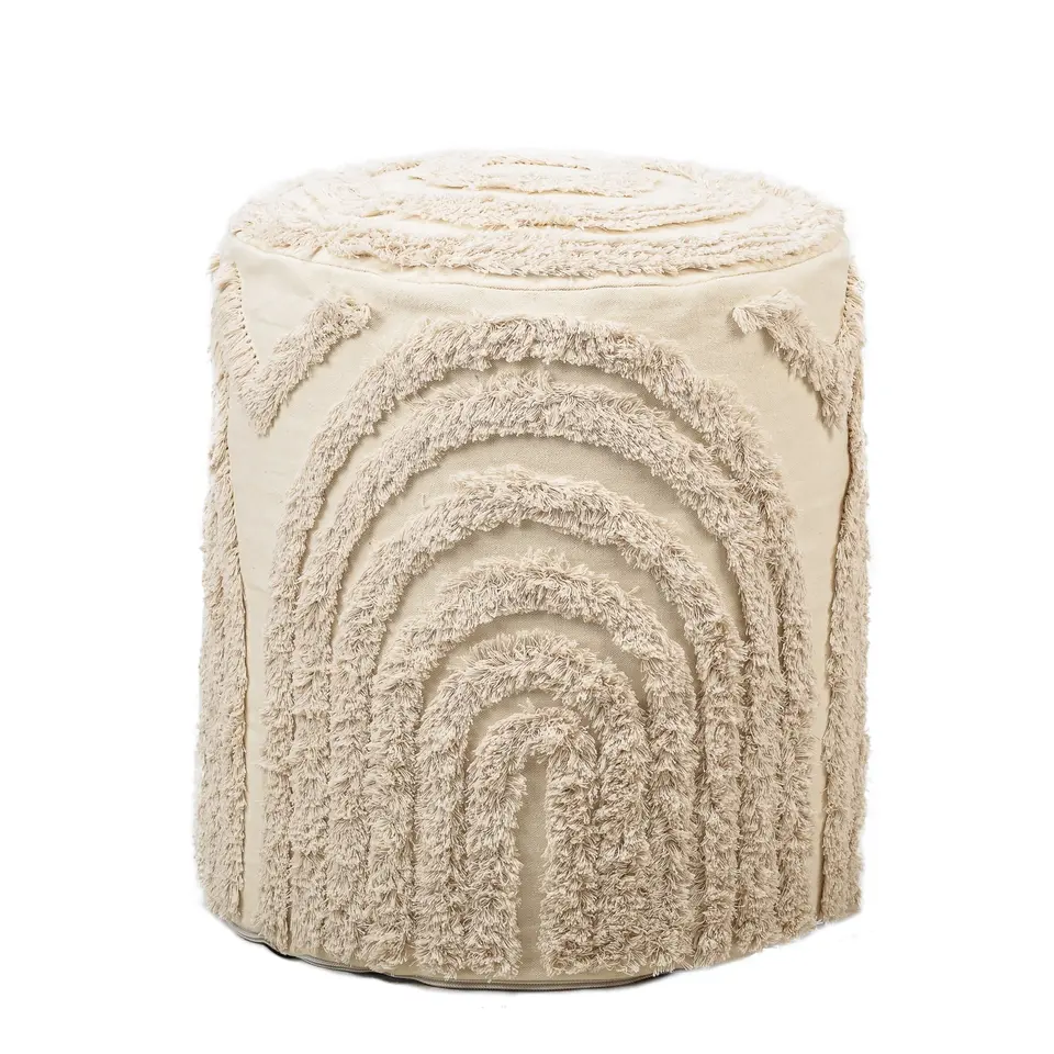 Pouf in beige stoffen Scandinavische stijl