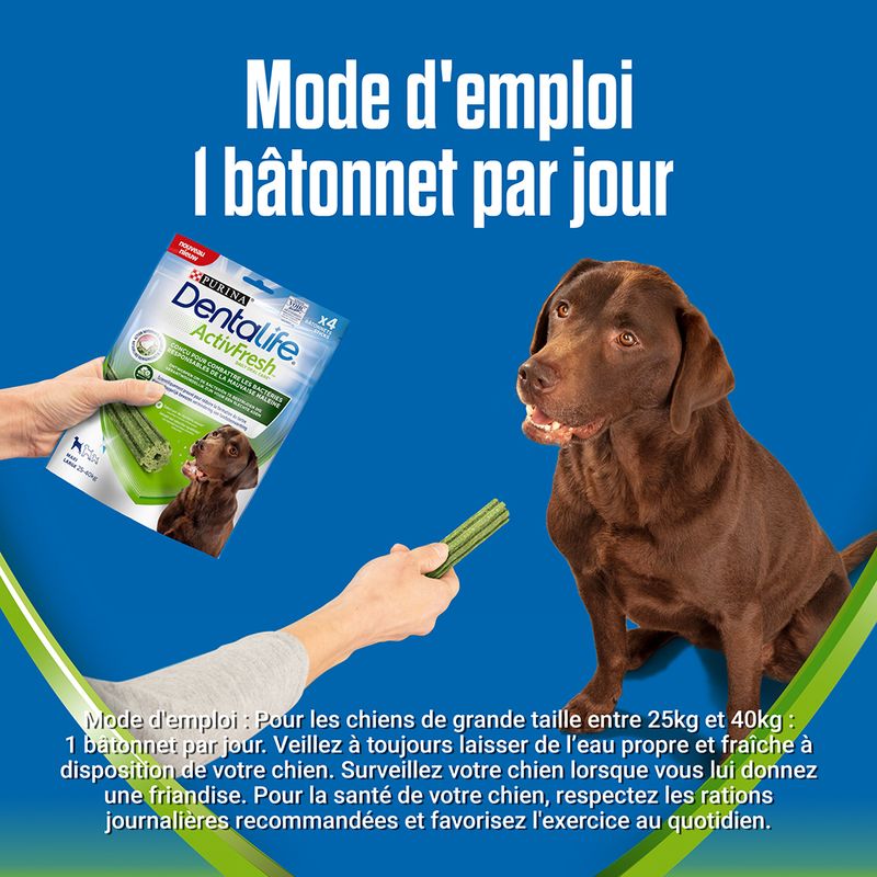 PURINA Dentalife ActivFresh Bâtonnets à mâcher pour grand chien