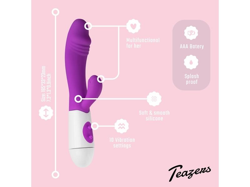 Teazers Realistischer Rabbit Vibrator Lila Vibrator mit doppelter Stimulation