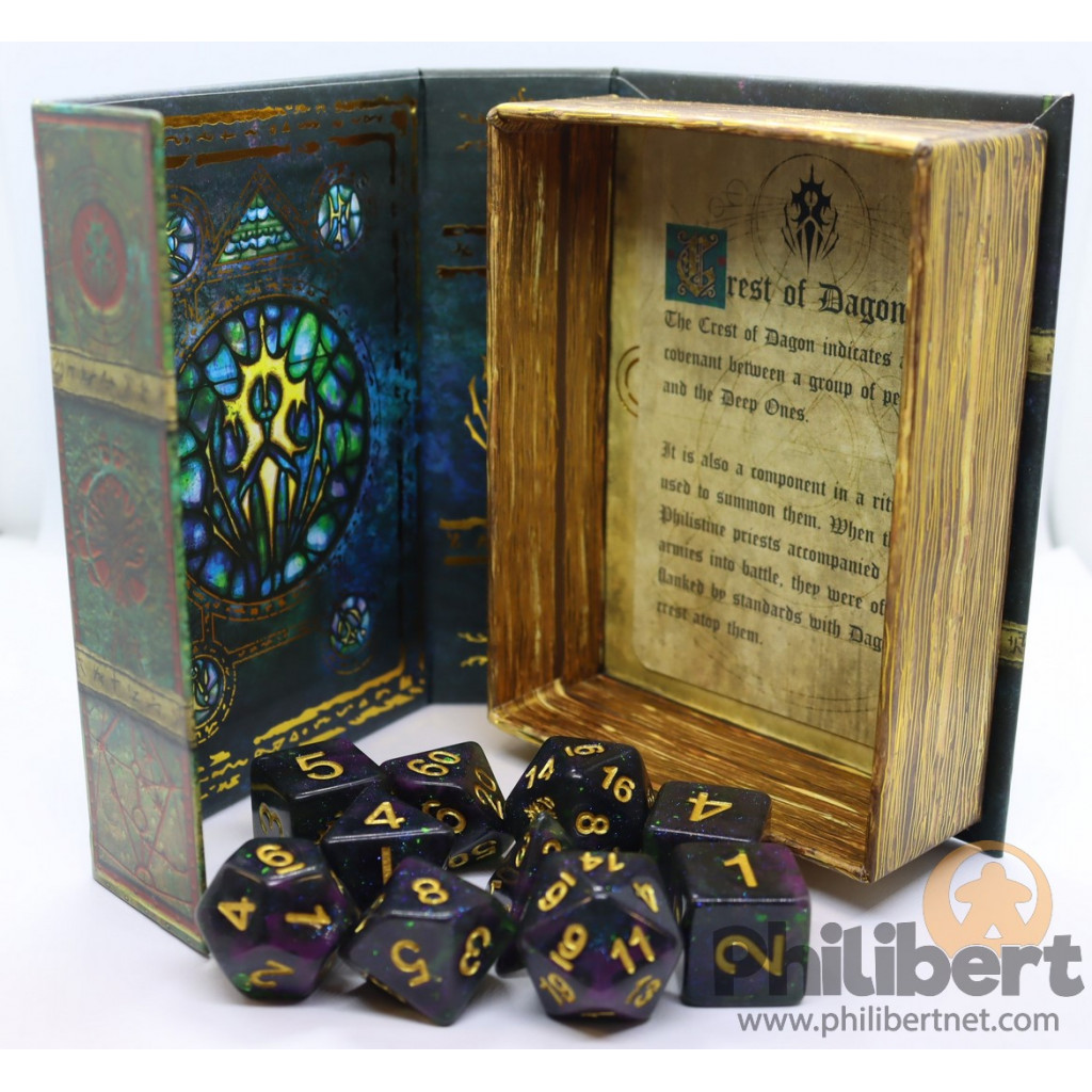 Set de 10 Dés JDR Elder Dice: Crest of Dagon - Mythic Glass and Wax Edition