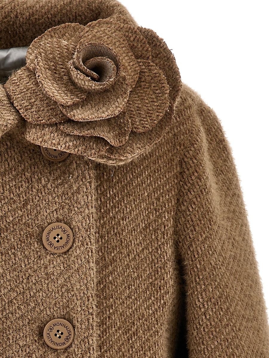 Monnalisa Double-breasted Flower Coat