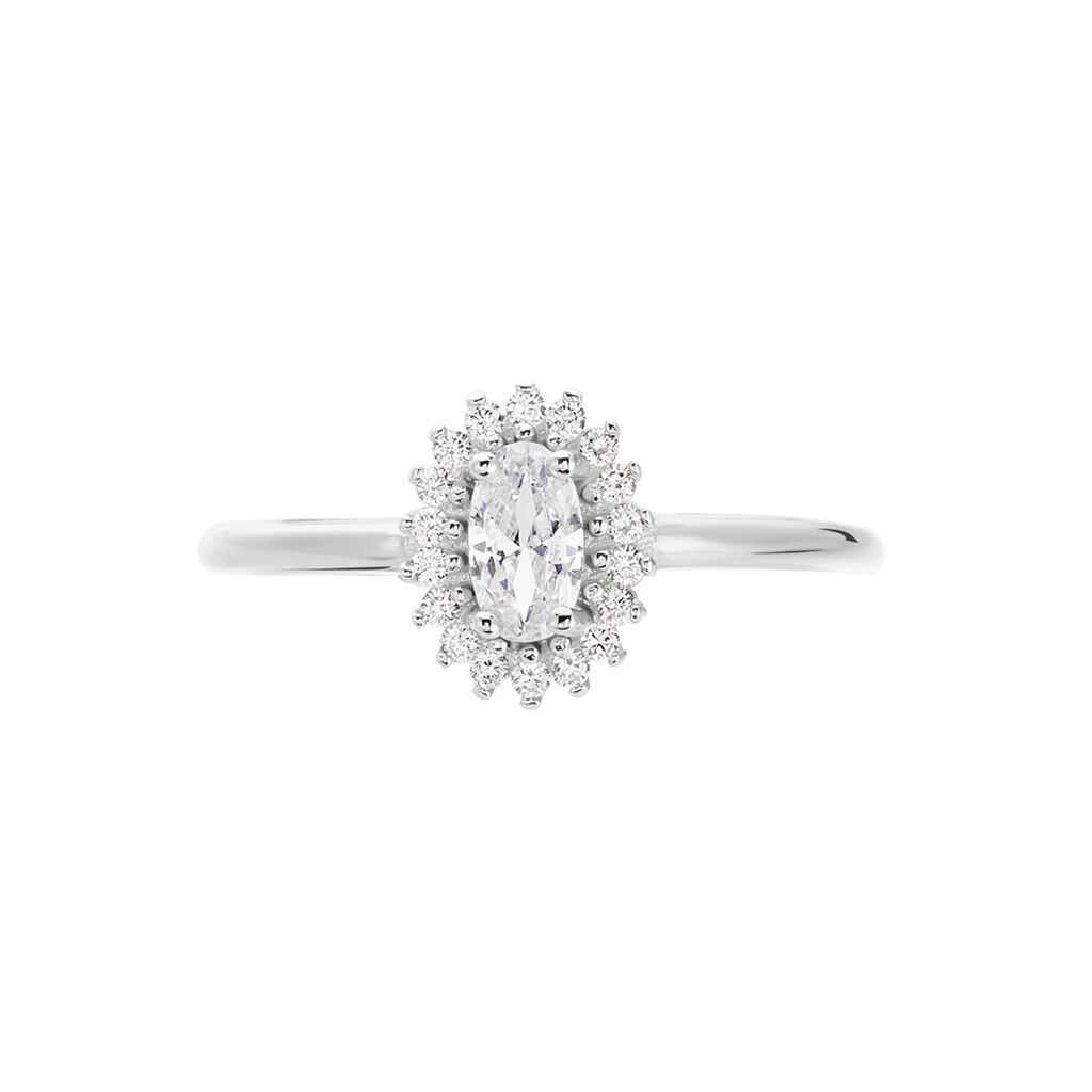 Bague Solitaire Shandrany Argent Blanc Oxyde De Zirconium