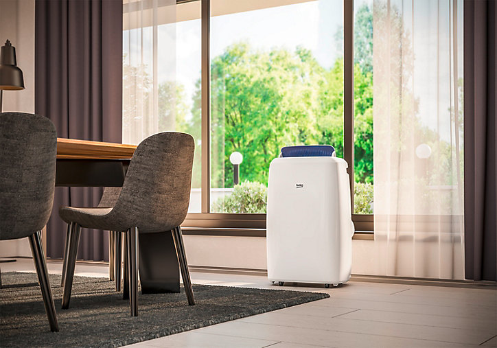 Climatiseur mobile avec évacuation connecté Beko BP112C 3 vitesses 65 dB(A) + kit calfeutrage