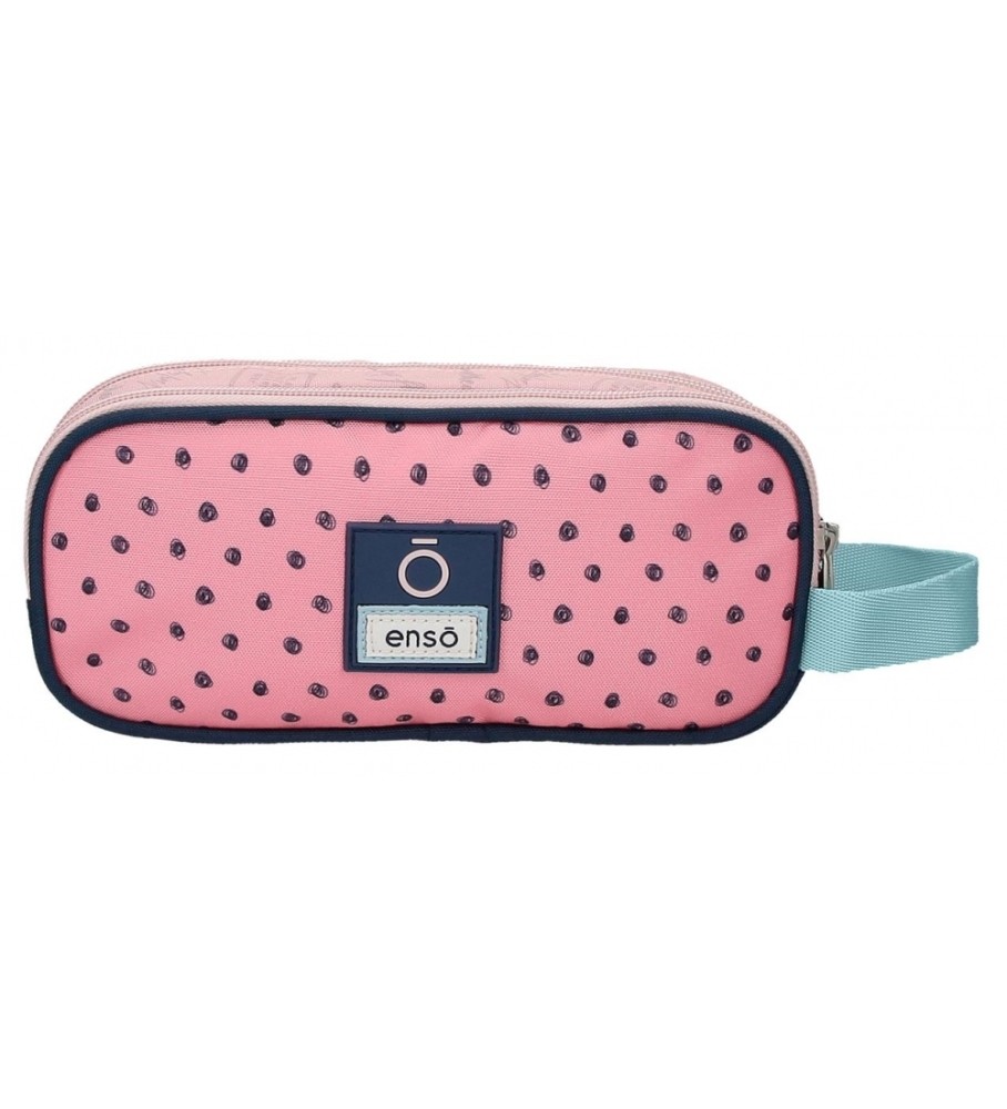 Enso Estuche Hello triplo cremallera rosa