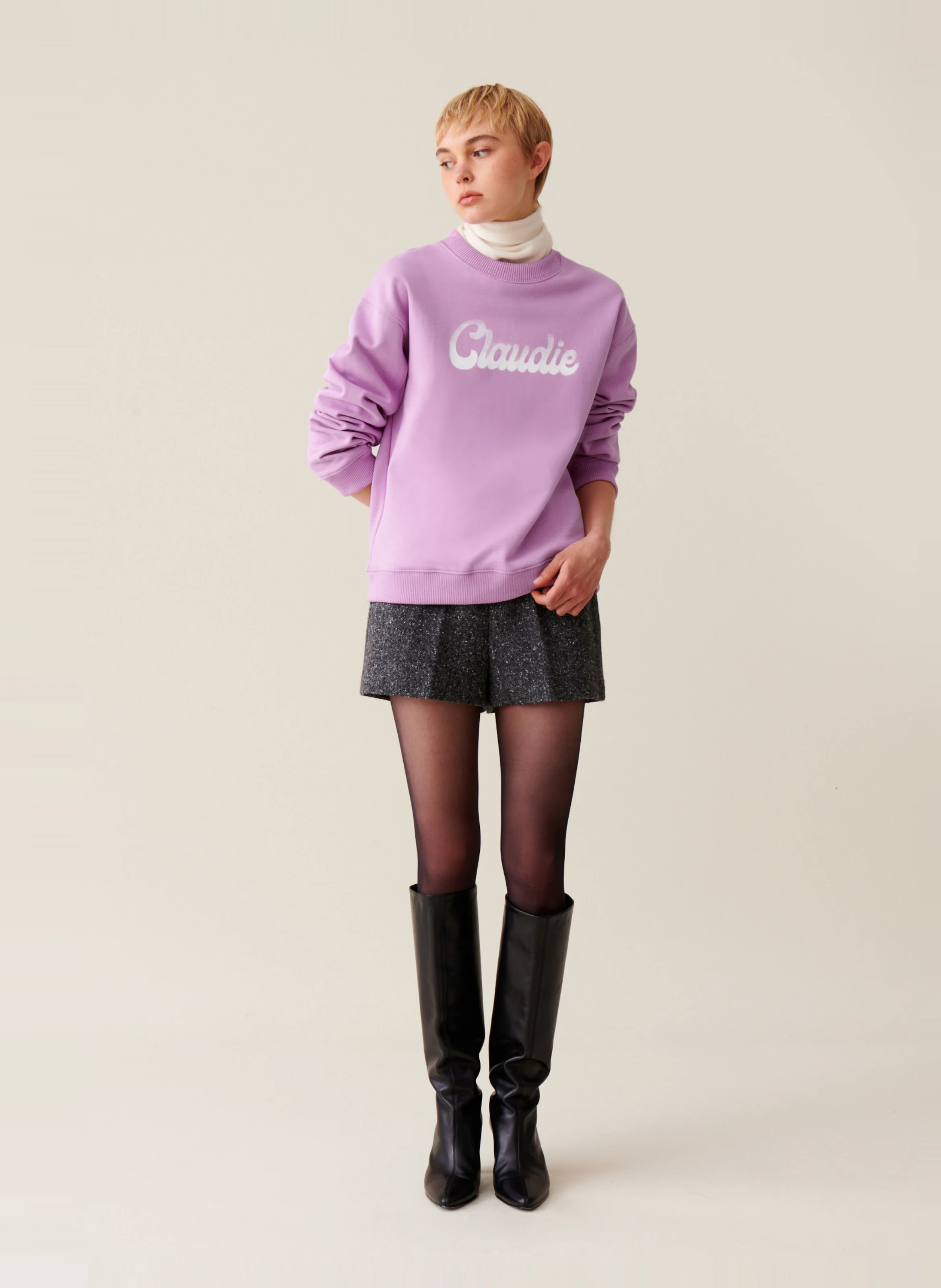 Sweatshirt ample imprimé en coton | Rose