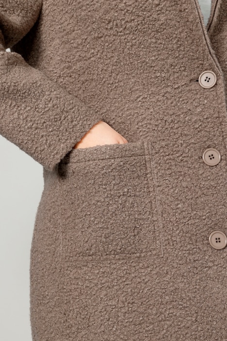 Kurzmantel, Straight Fit, Bouclé, Revers, Langarm