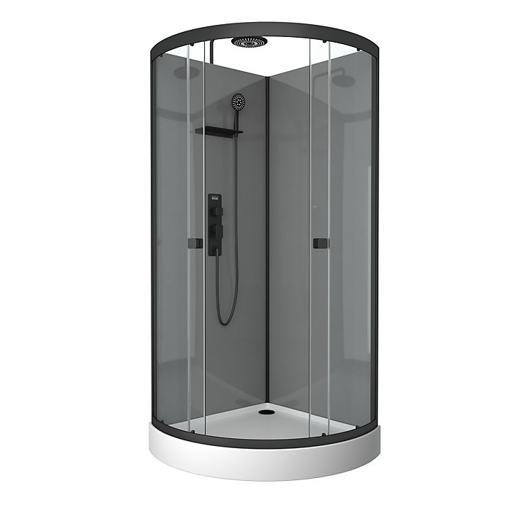 Cabine de douche quart de cercle gris et noir 90x90 cm Grey Touch Galedo