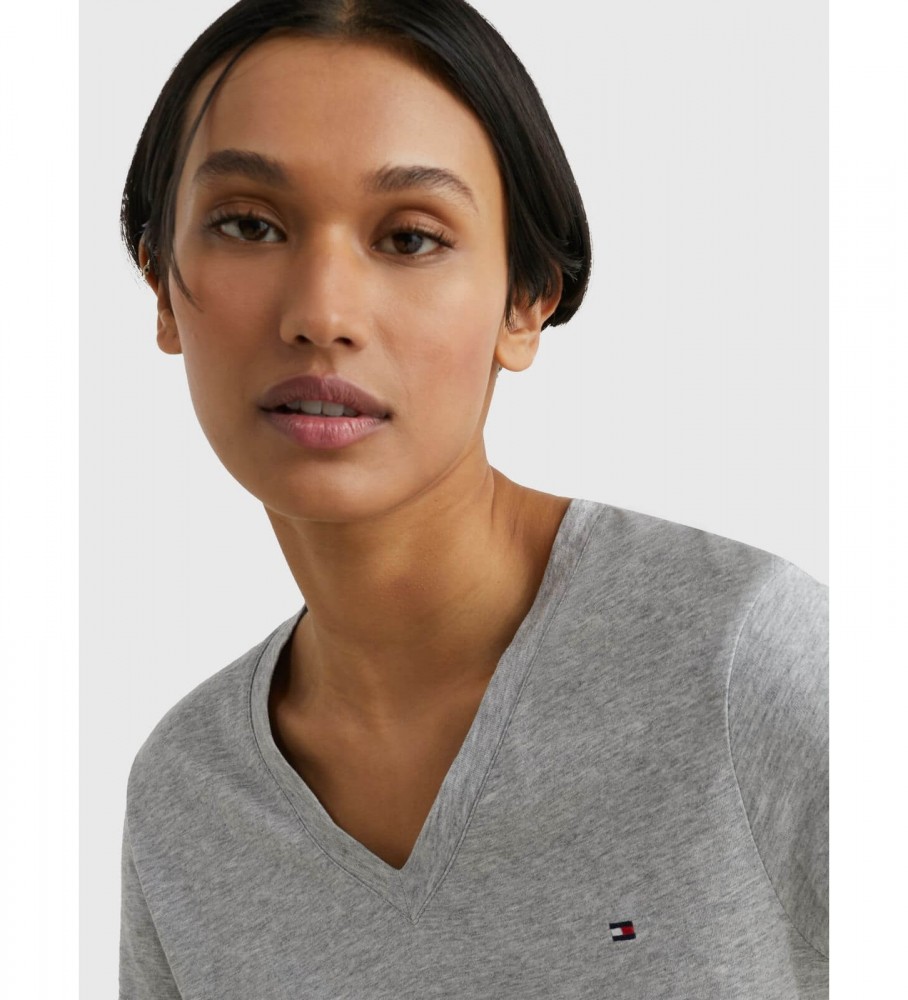 Camiseta Tommy Hilfiger Heritage com decote em V cinza