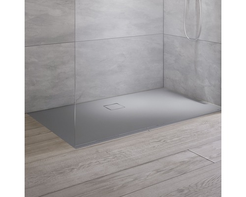 BREUER Modern Line mineraal gegoten douchebak, steenlook, steengrijs, 80 x 120 cm