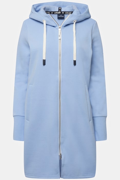 Sweatjacke, lang geschnitten, Kapuze, Taillen-Tunnelzug hinten, Langarm