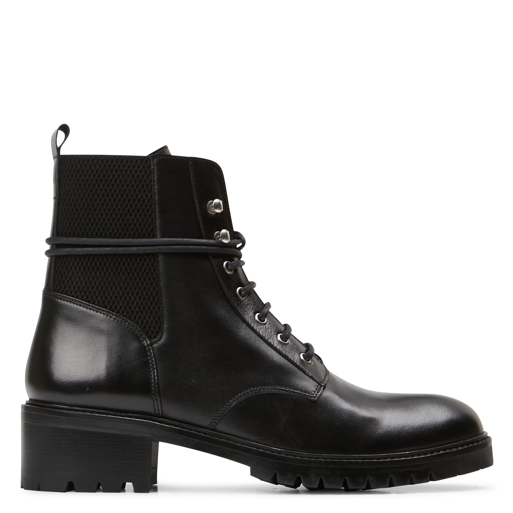AZELIE - Boots à lacets en cuir lisse | Noir
