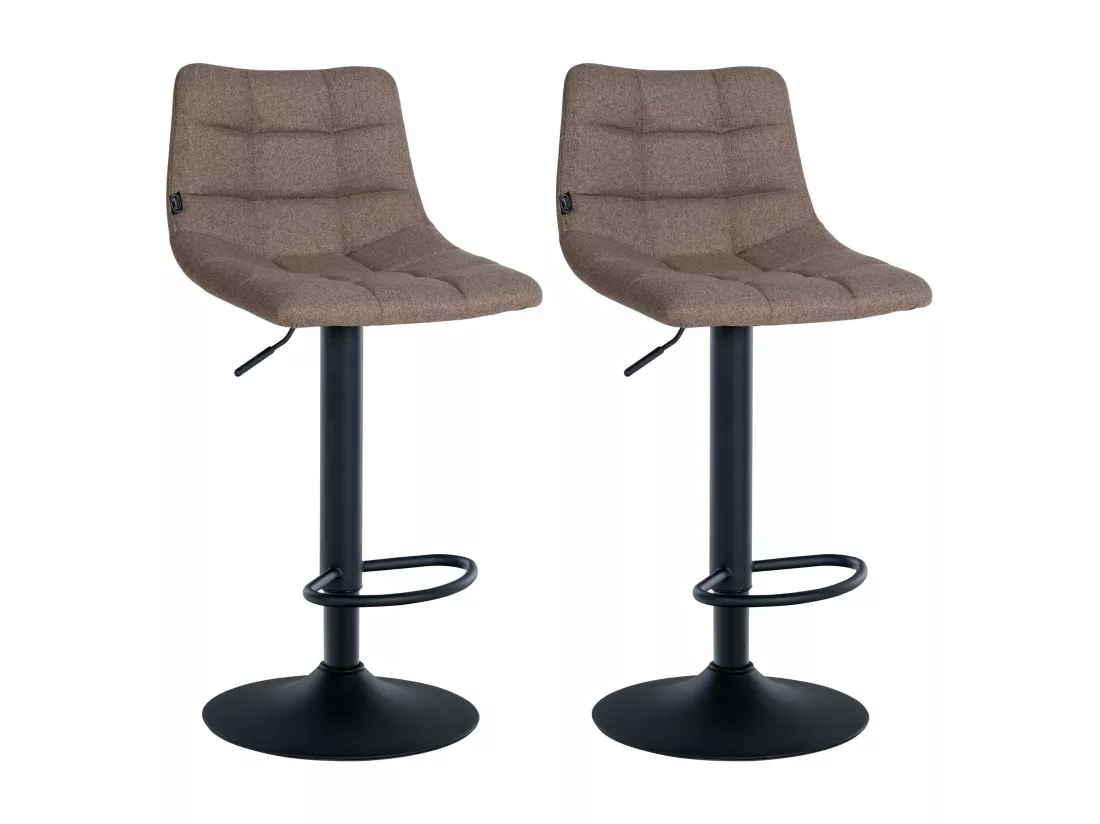Lot de 2 Tabouret de bar - Tissu & Métal - Taupe - Jerry