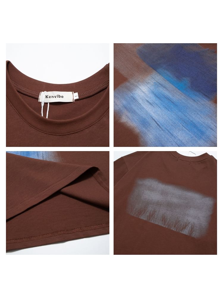Chuoku - T-shirt met korte mouwen, ronde hals en patroonprint