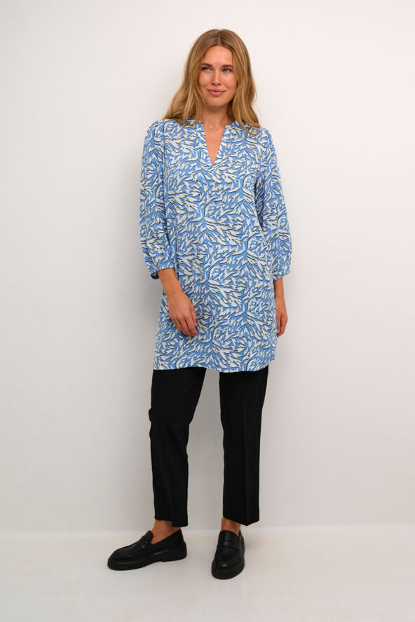 Kaffe KAjetta Tunic Blue/white graphic animal