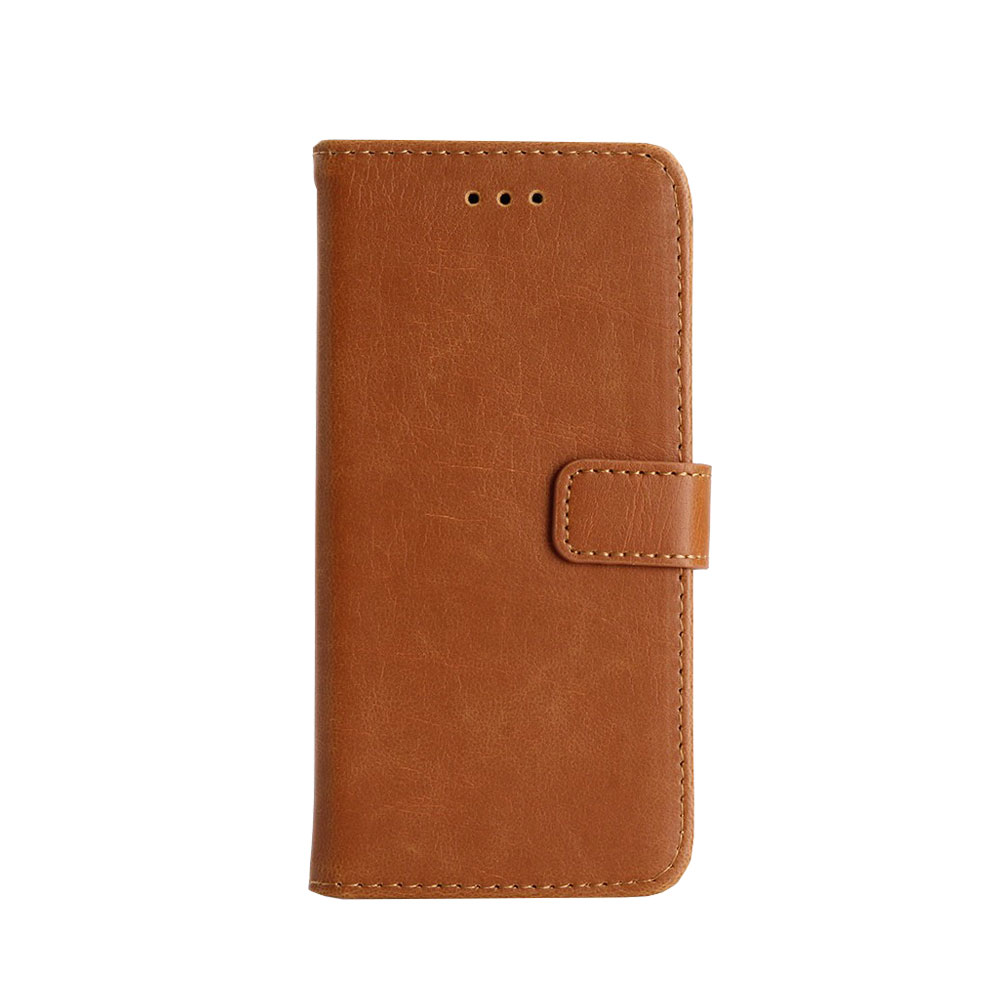 iPhone SE (2022/2020) / 8 / 7 Leder Tasche Flipcover Wallet mit Kartenfächern - Braun