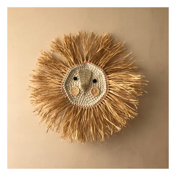 Ila y Ela Lion en raphia à accrocher | Corail