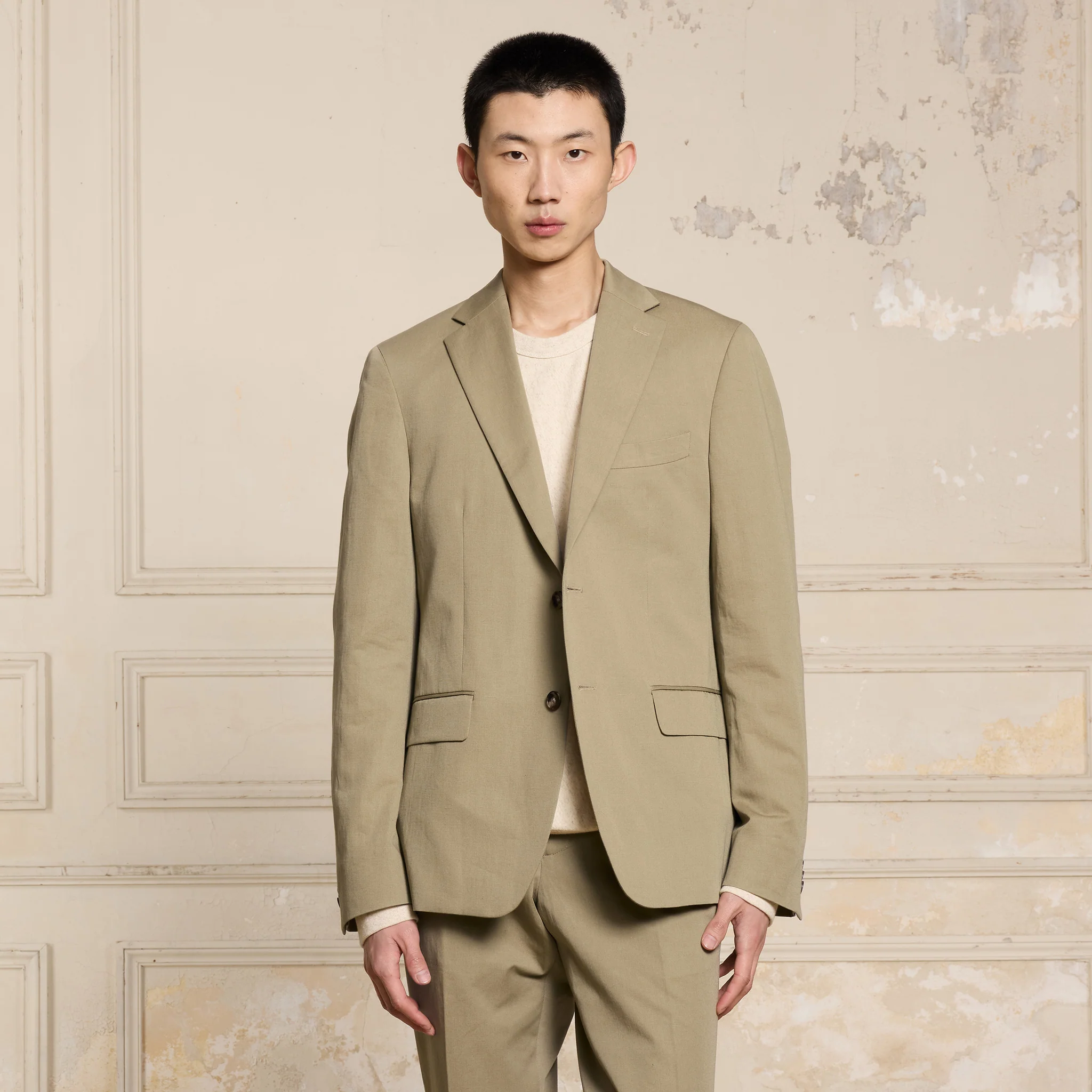 Light khaki linen and cotton jacket